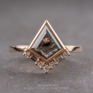 1.83 Carat Black Salt and Pepper Kite Diamond Engagement Ring, Bezel Paloma Setting