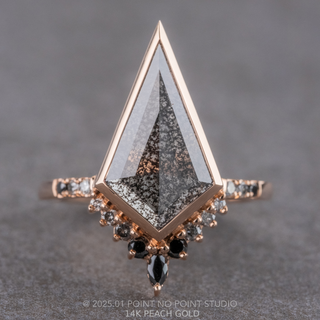 1.65 Carat Black Salt and Pepper Kite Diamond Engagement Ring, Bezel Ombre Avaline Setting