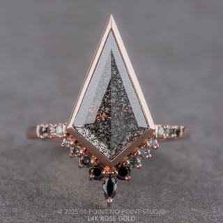 1.65 Carat Black Salt and Pepper Kite Diamond Engagement Ring, Bezel Ombre Avaline Setting