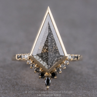 1.65 Carat Black Salt and Pepper Kite Diamond Engagement Ring, Bezel Ombre Avaline Setting
