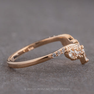 Marquise Diamond Wedding Band, Aziza Setting, 14k Peach Gold