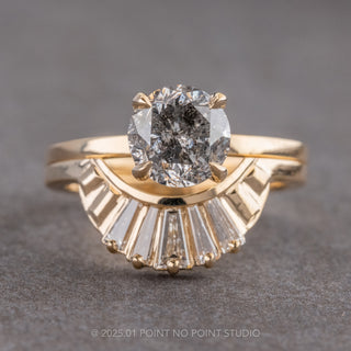 2.18 Carat Canadian Salt and Pepper Round Diamond Engagement Ring, Tulip Jane Setting, 14k Yellow Gold