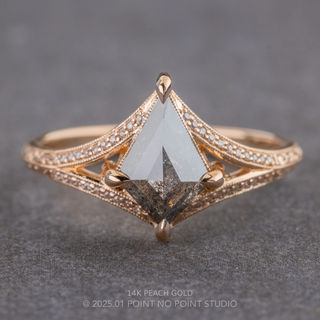 1.43 Carat Black and Pepper Kite Diamond Engagement Ring, Engraved Mackenzie Setting