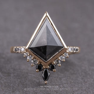 2.38 Carat Black Salt and Pepper Kite Diamond Engagement Ring, Bezel Ombre Avaline Setting