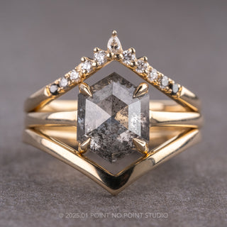 salt and pepper hexagon diamond ring
