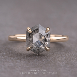 1.74 Carat Canadian Salt and Pepper Hexagon Diamond Engagement Ring, Jane Setting