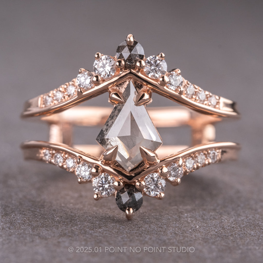Icy Salt and Pepper Diamond Engagement Ring, Point No Point Studio