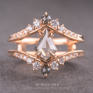 1.48 Carat Icy Salt and Pepper Kite Diamond Engagement Ring, Empress Setting