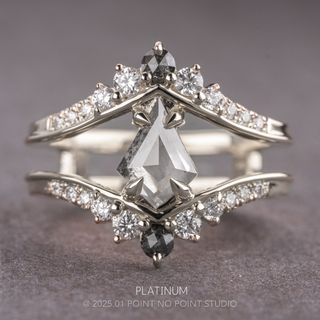 1.48 Carat Icy Salt and Pepper Kite Diamond Engagement Ring, Empress Setting