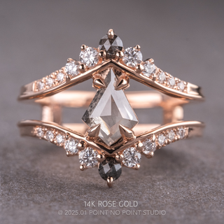 1.48 Carat Icy Salt and Pepper Kite Diamond Engagement Ring, Empress Setting