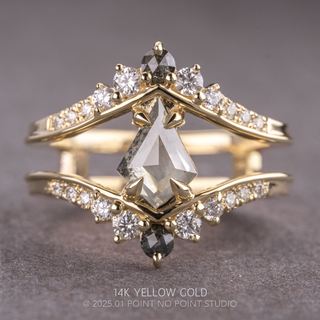 1.48 Carat Icy Salt and Pepper Kite Diamond Engagement Ring, Empress Setting
