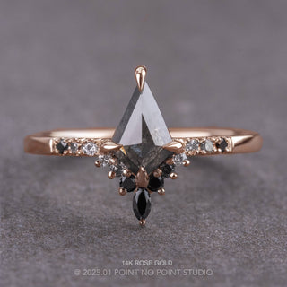 .77 Carat Black Salt and Pepper Kite Diamond Engagement Ring, Ombre Avaline Setting