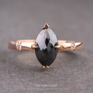 1.64 Carat Black Marquise Diamond Engagement Ring, Zoe Setting