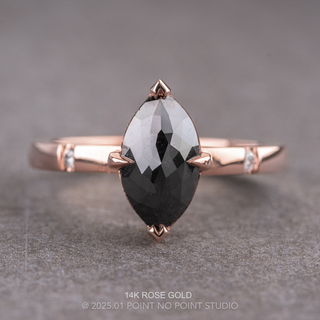 1.64 Carat Black Marquise Diamond Engagement Ring, Zoe Setting