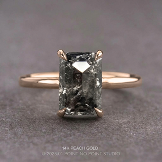 2.25 Carat Black Salt and Pepper Emerald Diamond Engagement Ring, Jane Setting