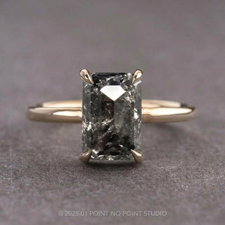 2.25 Carat Black Salt and Pepper Emerald Diamond Engagement Ring, Jane Setting