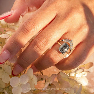 2.25 Carat Black Salt and Pepper Emerald Diamond Engagement Ring, Jane Setting