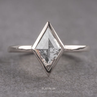 1.30 Carat Canadian Salt and Pepper Lozenge Diamond Engagement Ring, Bezel Jane Setting