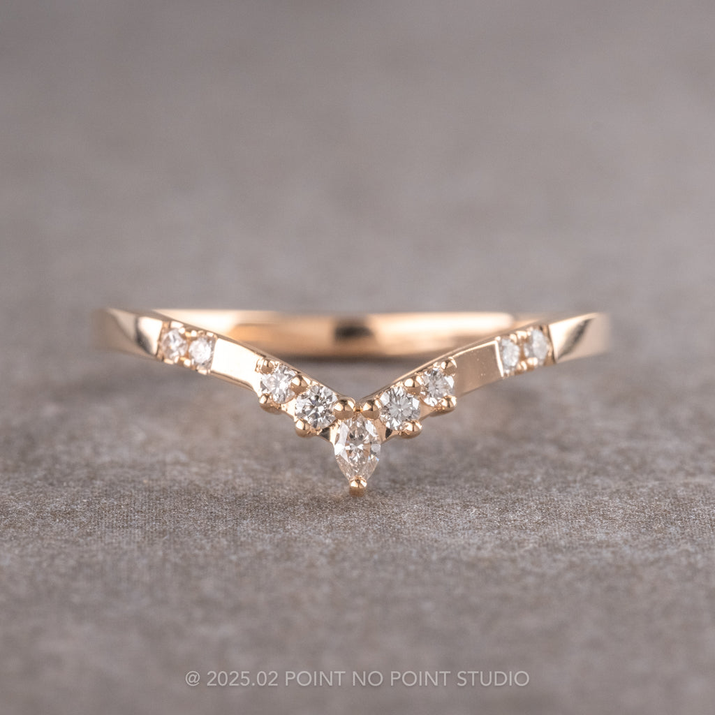 Flora Wedding Ring, 9 Diamond, Square Band – Point No Point Studio