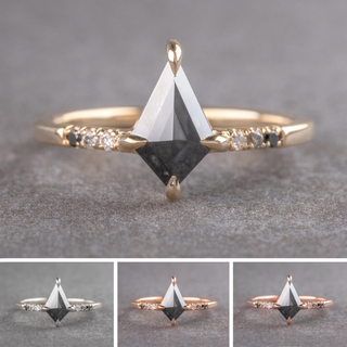 1.06 Carat Black Kite Diamond Engagement Ring, Ombre Jules Setting