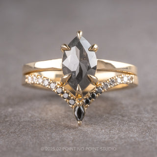 1.50 Carat Black Marquise Diamond Engagement Ring, Jane Setting, 14K Yellow Gold