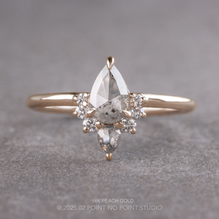 1.17 Carat Salt and Pepper Pear Diamond Engagement Ring, Ava Setting