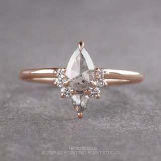 1.17 Carat Salt and Pepper Pear Diamond Engagement Ring, Ava Setting