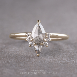 1.17 Carat Salt and Pepper Pear Diamond Engagement Ring, Ava Setting