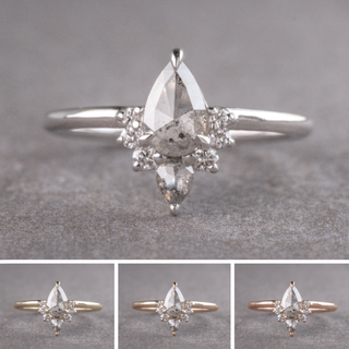 1.17 Carat Salt and Pepper Pear Diamond Engagement Ring, Ava Setting