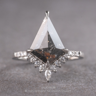 3.38 Carat Black Salt and Pepper Kite Diamond Engagement Ring, Avaline Setting