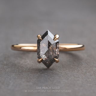 1.69 Carat Black Salt and Pepper Hexagon Diamond Engagement Ring, Jane Setting