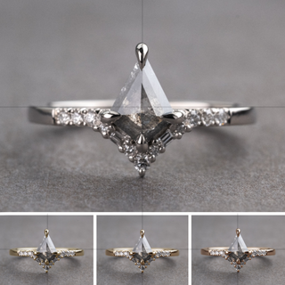 1.18 Carat Salt and Pepper Kite Diamond Engagement Ring, Paloma Setting