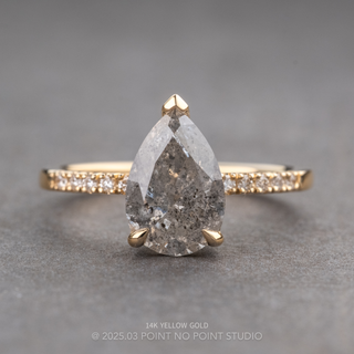 1.61 Carat Salt and Pepper Pear Diamond Engagement Ring, Sirena Setting