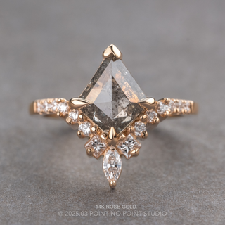 2.21 Carat Salt and Pepper Kite Diamond Engagement Ring, Willa Setting