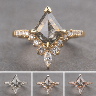 2.21 Carat Salt and Pepper Kite Diamond Engagement Ring, Willa Setting