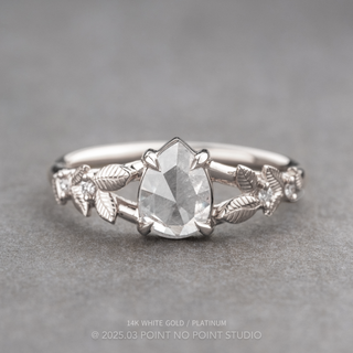 .74 Carat Icy White Pear Diamond Engagement Ring, Magnolia Setting
