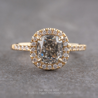 1.47 Carat Canadian Salt and Pepper Cushion Diamond Engagement Ring, Fiona Setting