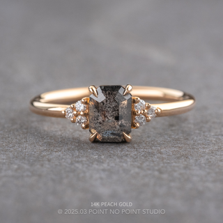 1.14 Carat Black Salt and Pepper Emerald Shaped Diamond Engagement Ring, Quinn Setting