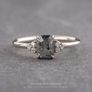 1.14 Carat Black Salt and Pepper Emerald Shaped Diamond Engagement Ring, Quinn Setting