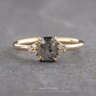 1.14 Carat Black Salt and Pepper Emerald Shaped Diamond Engagement Ring, Quinn Setting