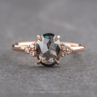 1.72 Carat Black Oval Diamond Engagement Ring, Quinn Setting