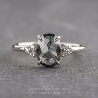1.72 Carat Black Oval Diamond Engagement Ring, Quinn Setting