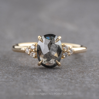 1.72 Carat Black Oval Diamond Engagement Ring, Quinn Setting