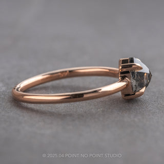 1.31 Carat Salt and Pepper Hexagon Diamond Engagement Ring, Jane Setting, 14k Rose Gold