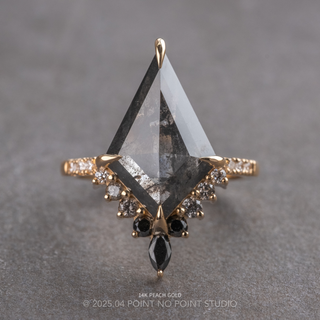 3.43 Carat Black Speckled Kite Diamond Engagement Ring, Ombre Avaline Setting