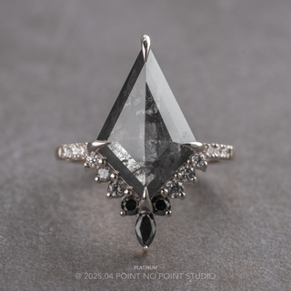 3.43 Carat Black Speckled Kite Diamond Engagement Ring, Ombre Avaline Setting