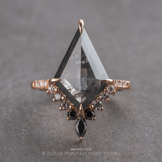 3.43 Carat Black Speckled Kite Diamond Engagement Ring, Ombre Avaline Setting