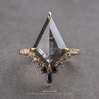 3.43 Carat Black Speckled Kite Diamond Engagement Ring, Ombre Avaline Setting