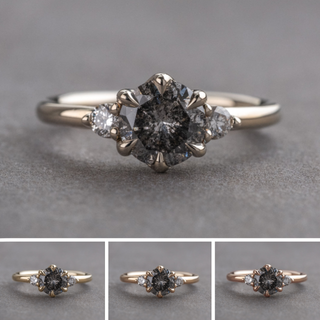 1.53 Carat Salt and Pepper Round Diamond Engagement Ring, Madison Setting
