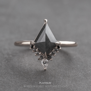 1.83 Carat Black Speckled Kite Diamond Engagement Ring, Ombre Ava Setting